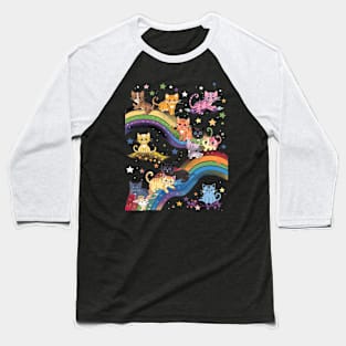 Cat Rainbow Dreamcatcher Baseball T-Shirt